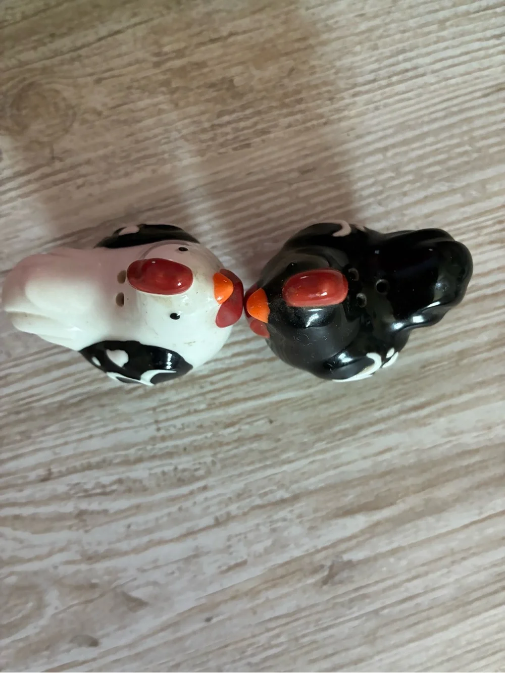 Ceramic Chicken Salt and Pepper Shakers - White and Black